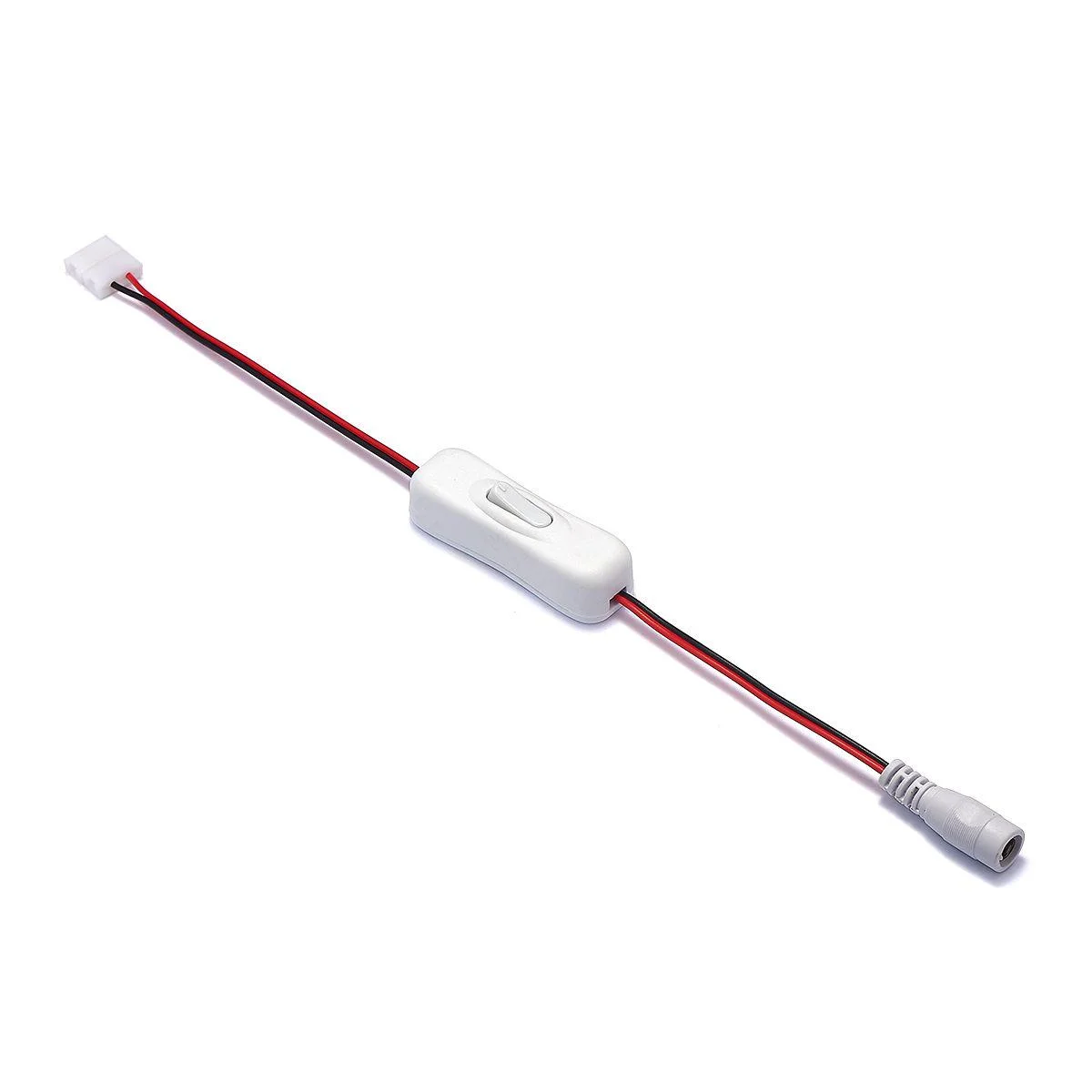 2ピン 10mm クリップ DC メス スイッチ ケーブル 赤と黒のパラレル ケーブル 22AWG 30cm