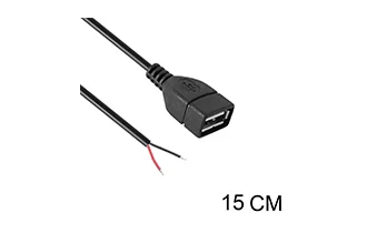 USB 암컷 단측 케이블 22AWG 15cm 검은색 꼬리 스트리핑 5mm 주석 도금 3mm 와이어 직경 3.5mm 17/0.14
