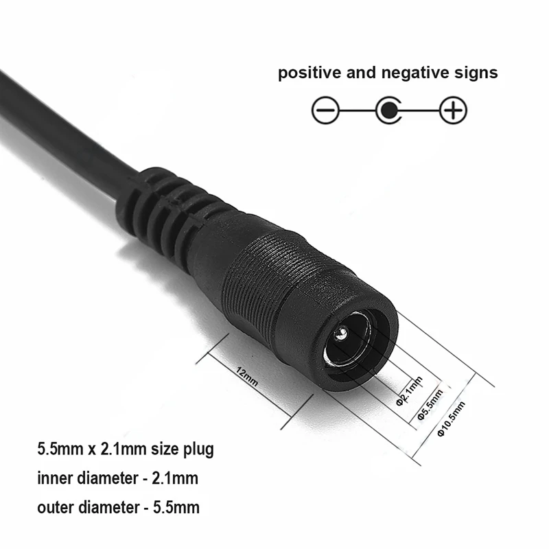 12V 5A 5.5mm 2.1mm DC female pigtail power cable dc plug