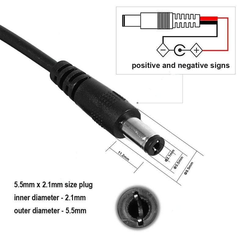 5.5mm 2.1mm 1 to 2-8 Way DC Splitter Cable male plug