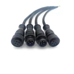 4 pin Black 5.5mm 2.1mm 20cm 22AWG waterproof male female DC pigtail power cable